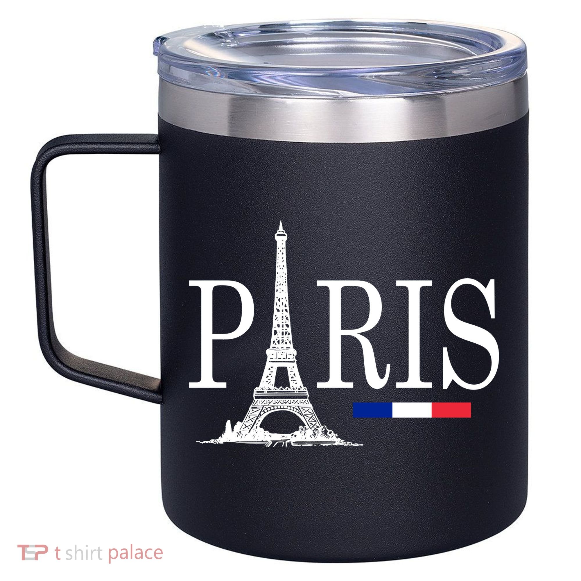 Paris Eiffel Tower Logo 12oz Stainless Steel Coffee Mug