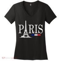 Paris Eiffel Tower Logo Women's V-Neck T-Shirt thumb 0