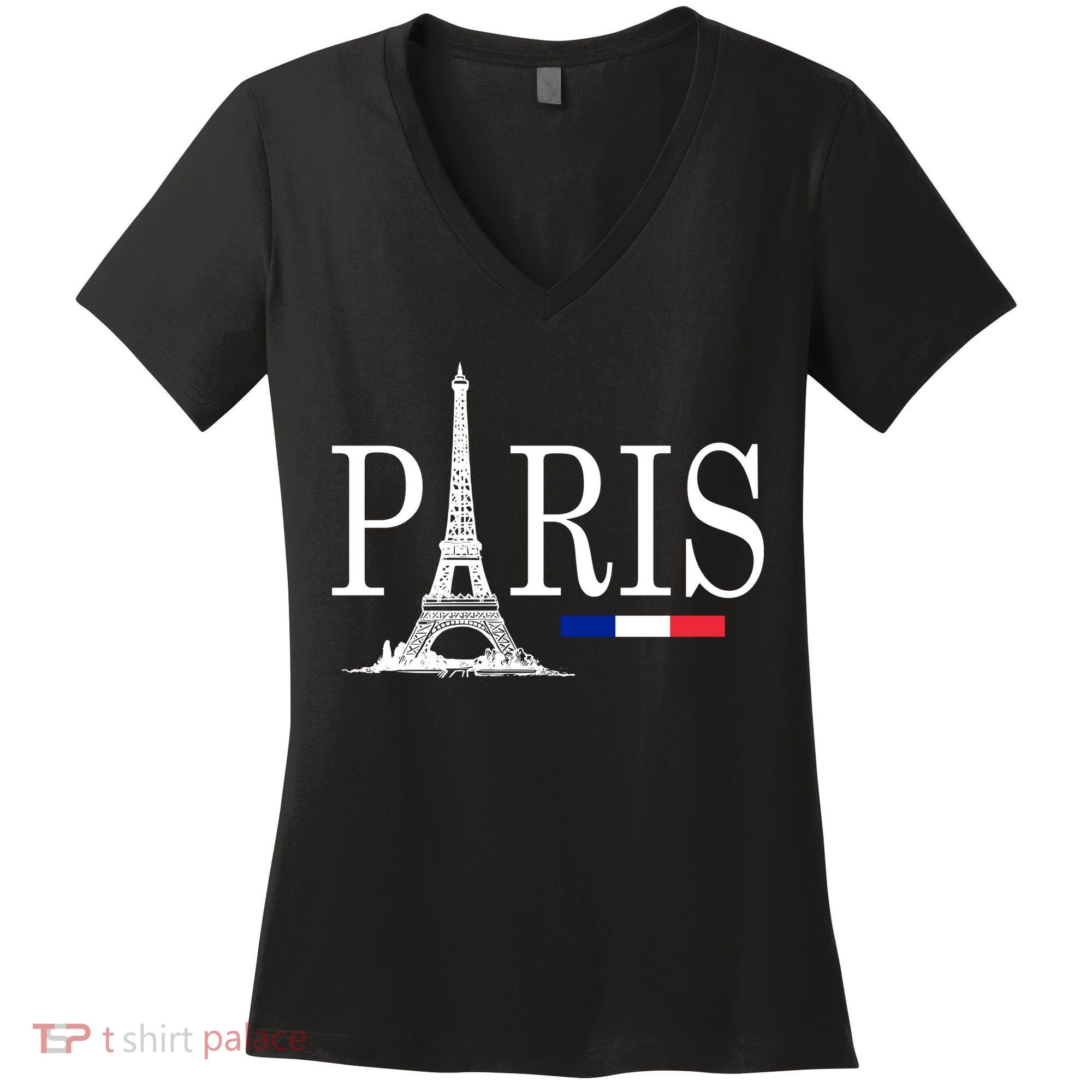 Paris Eiffel Tower Logo Women's V-Neck T-Shirt