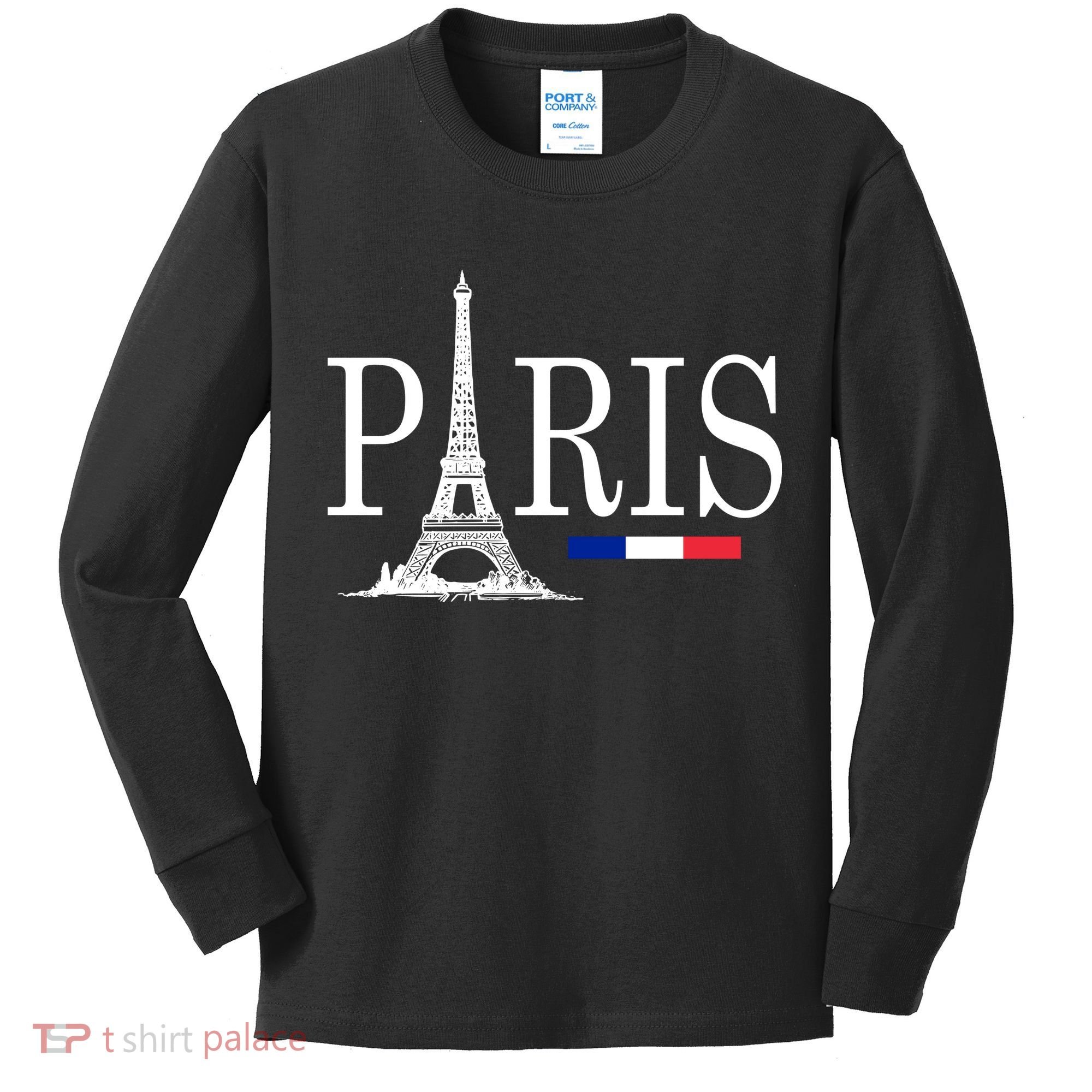 Paris Eiffel Tower Logo Kids Long Sleeve Shirt