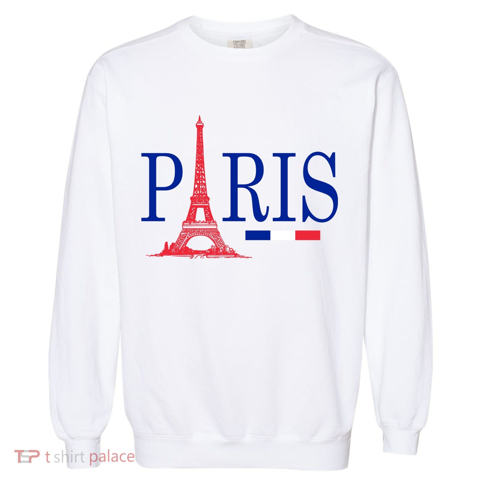 Paris Eiffel Tower Logo Garment-Dyed Sweatshirt