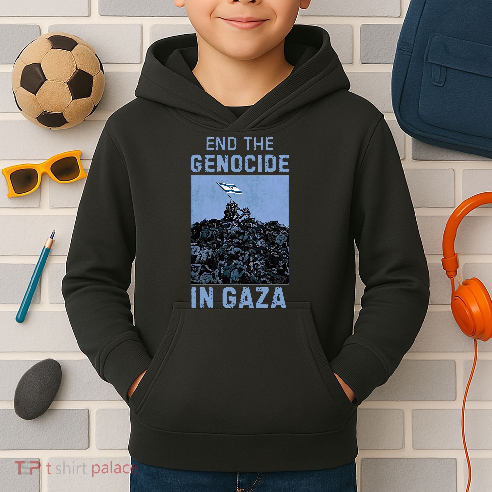 Palestine End the Genocide in Gaza Kids Hoodie