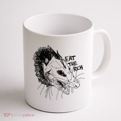 Possum Eat The Rich Feed The Poor Trash Squad Opossum Lovers Coffee Mug back