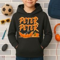 Peter Peter Pumpkin Eater- Pumpkin Face Kids Hoodie thumb 2
