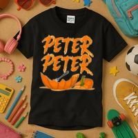 Peter Peter Pumpkin Eater- Pumpkin Face Kids T-Shirt thumb 3