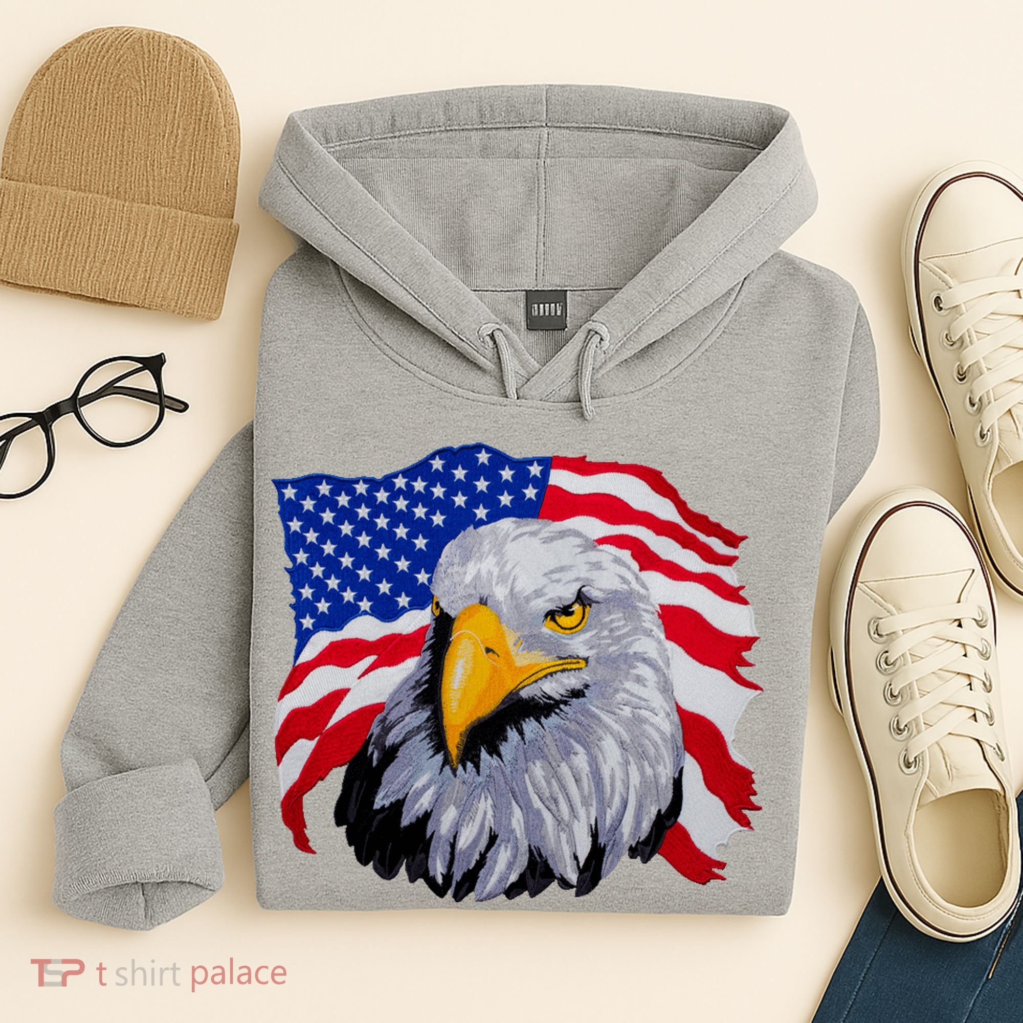 Patriotic Eagle USA American Flag Hoodie