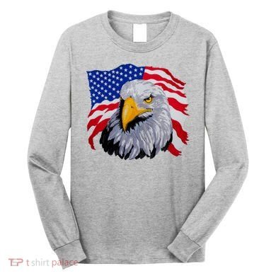 Patriotic Eagle USA American Flag Long Sleeve Shirt