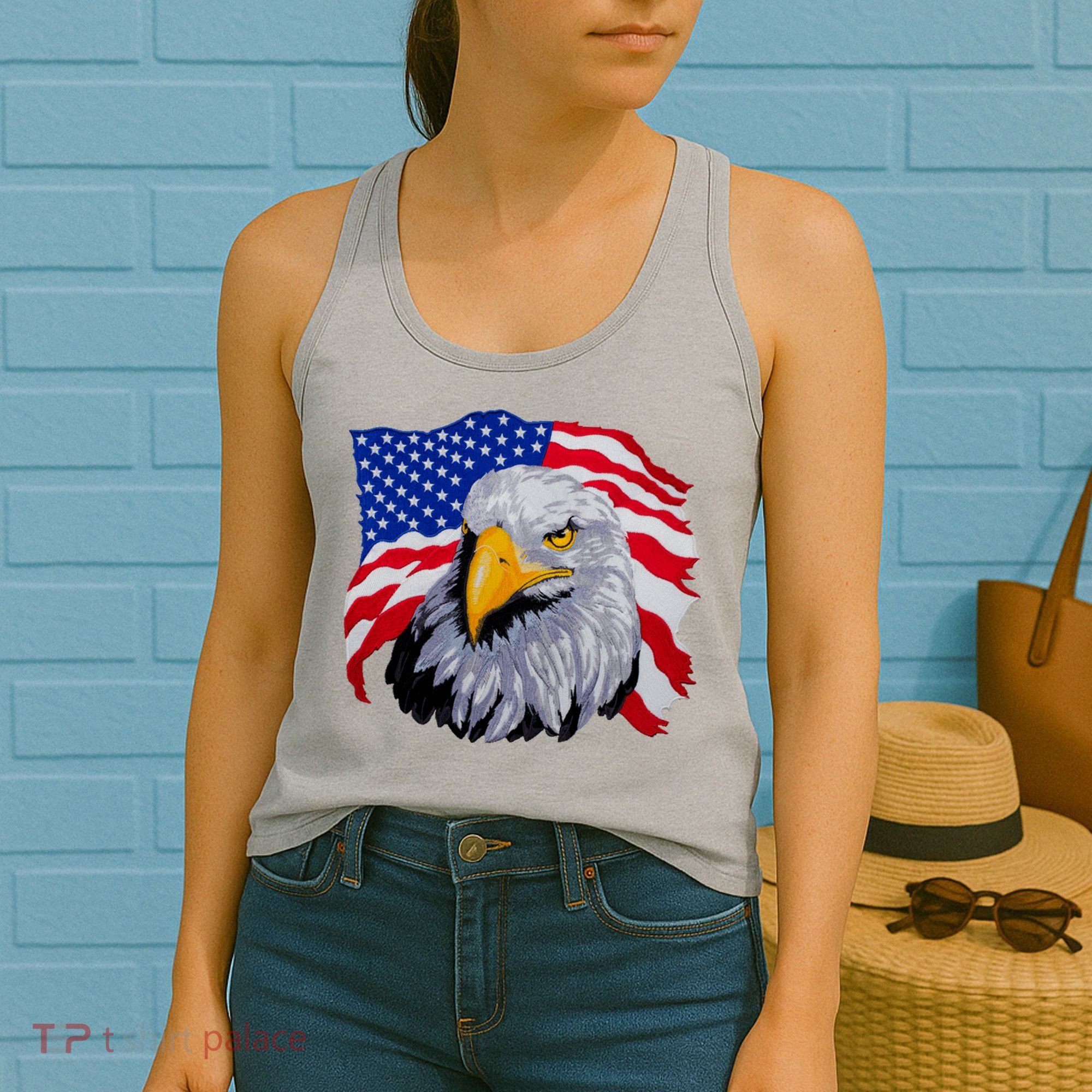 Patriotic Eagle USA American Flag Women's Tank Top