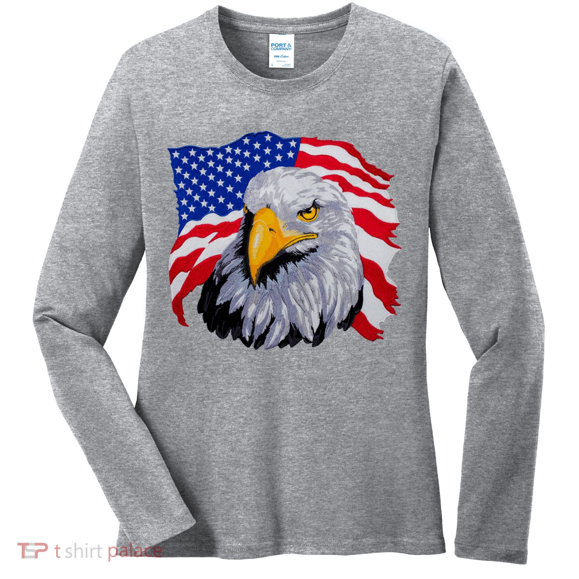 Patriotic Eagle USA American Flag Women's Long Sleeve Shirt
