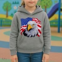 Patriotic Eagle USA American Flag Kids Hoodie thumb 3