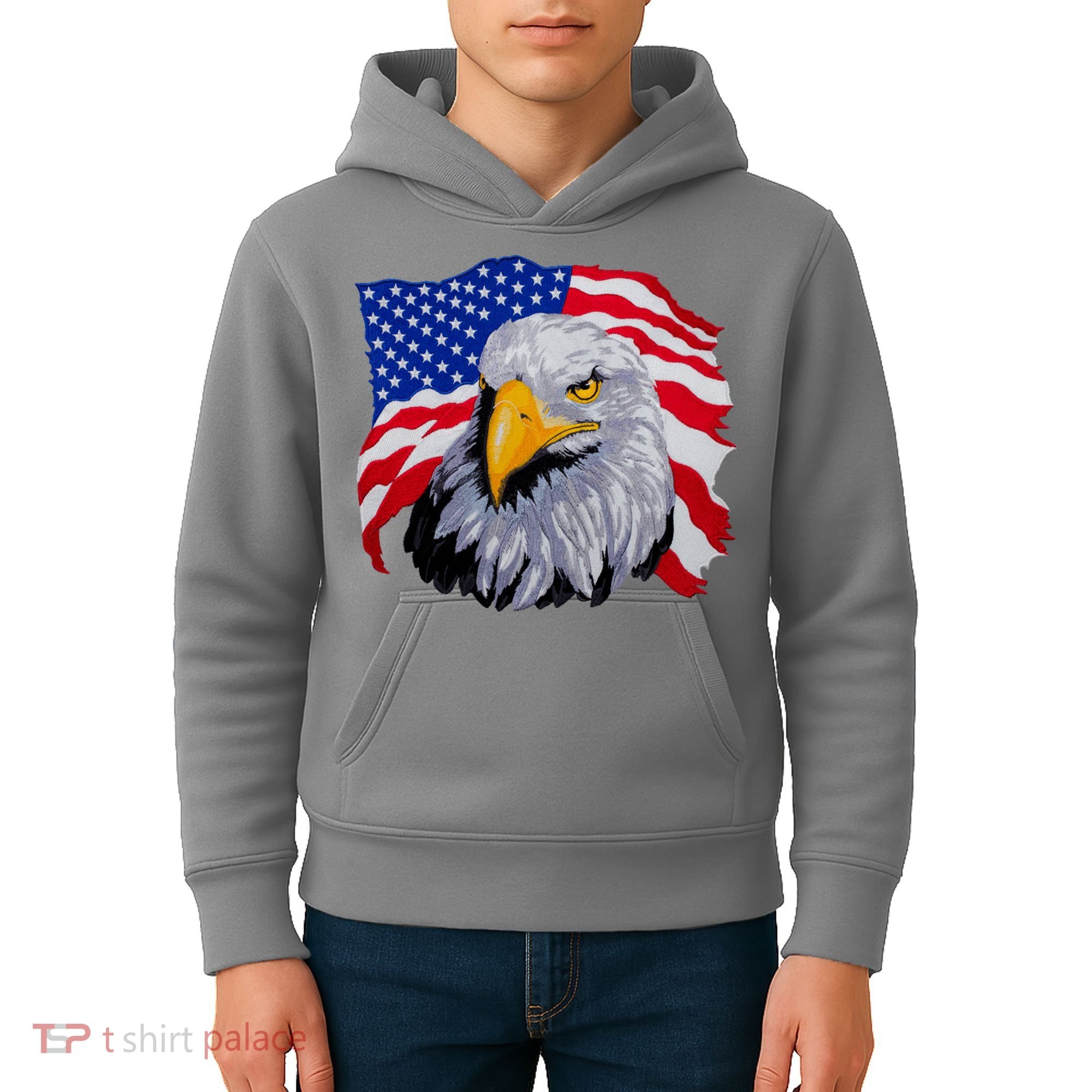 Patriotic Eagle USA American Flag Kids Hoodie