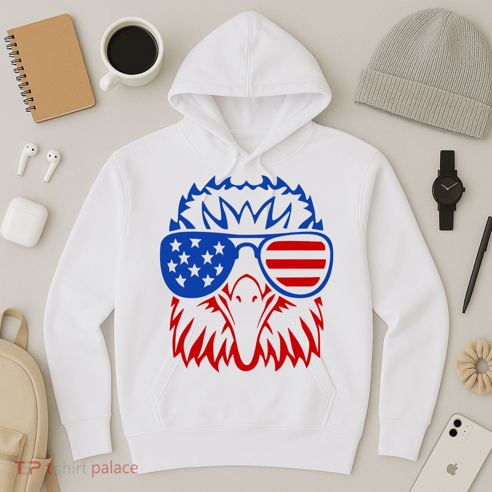 Patriotic Eagle USA American Flag Hoodie