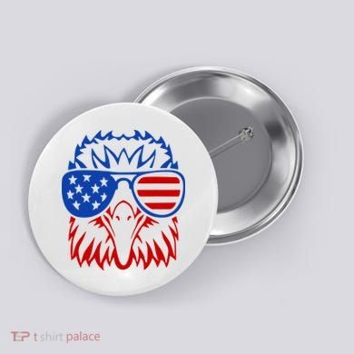 Patriotic Eagle USA American Flag Button