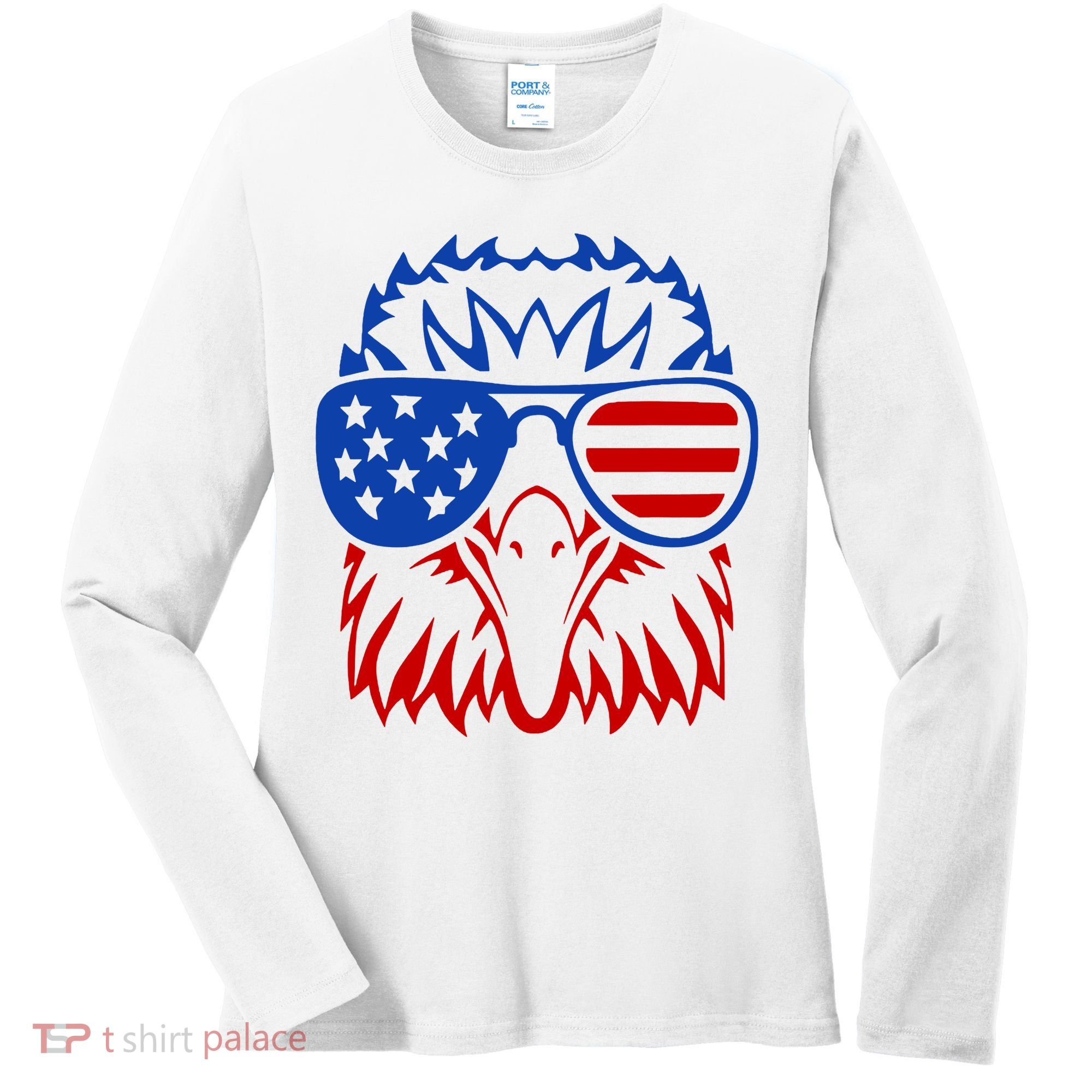 Patriotic Eagle USA American Flag Women's Long Sleeve Shirt