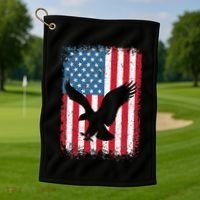 Patriotic Eagle Usa American Flag Golf Towel thumb 1