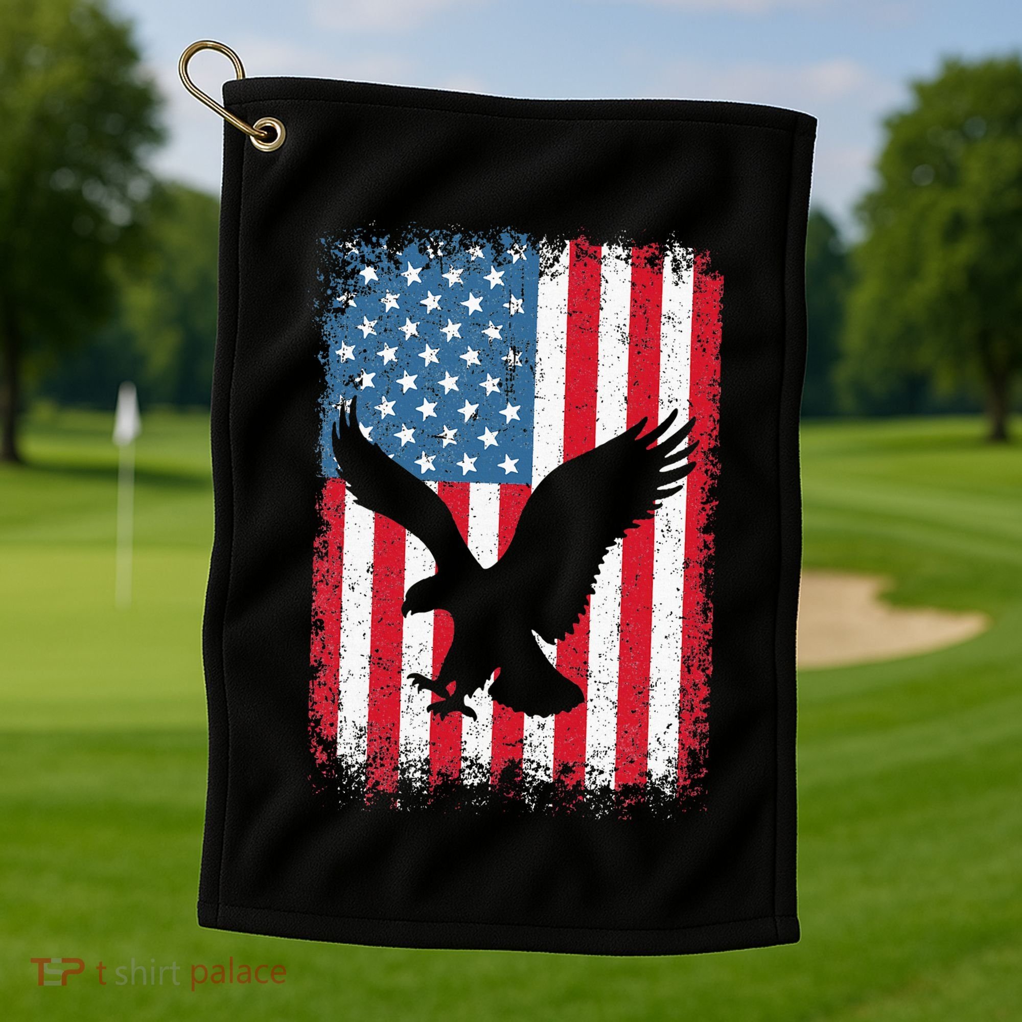 Patriotic Eagle Usa American Flag Golf Towel