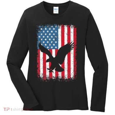 Patriotic Eagle Usa American Flag Women's Long Sleeve Shirt