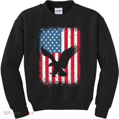 Patriotic Eagle Usa American Flag Kids Sweatshirt