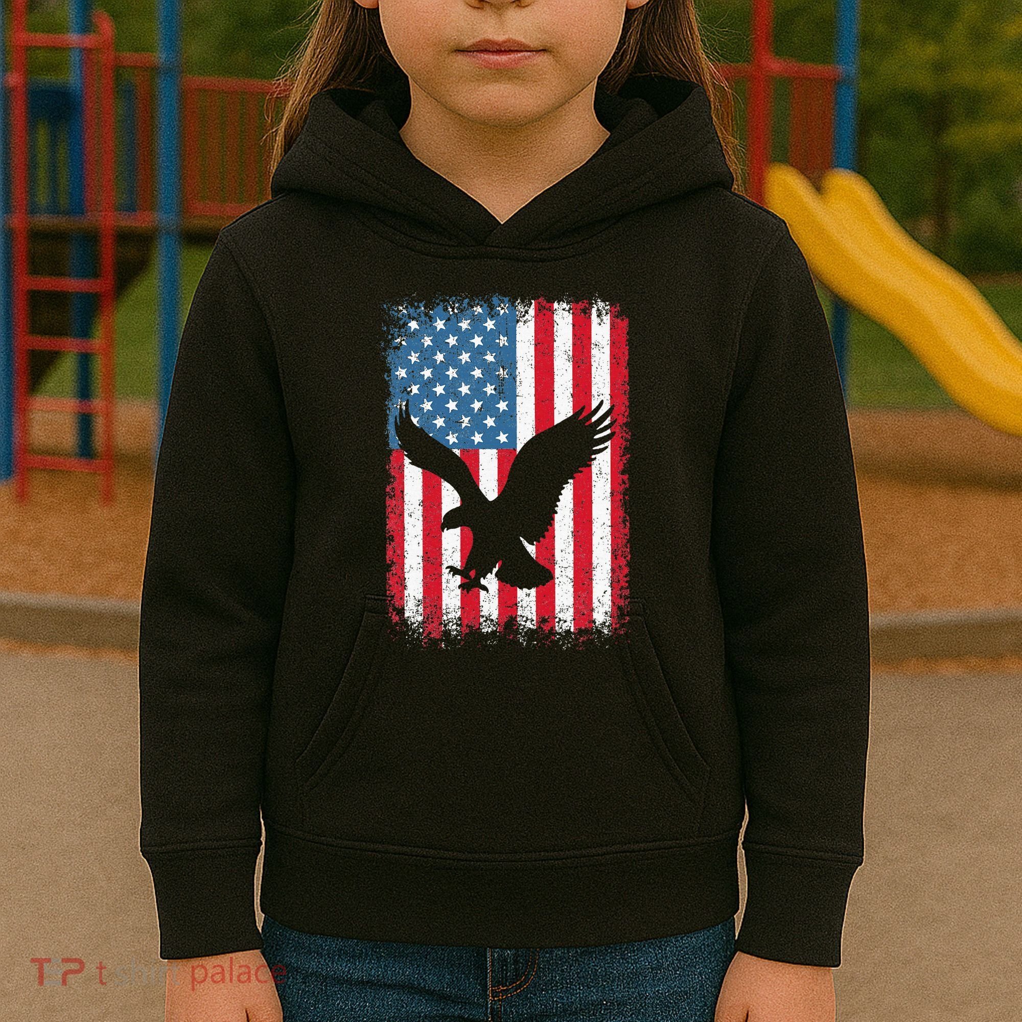 Patriotic Eagle Usa American Flag Kids Hoodie