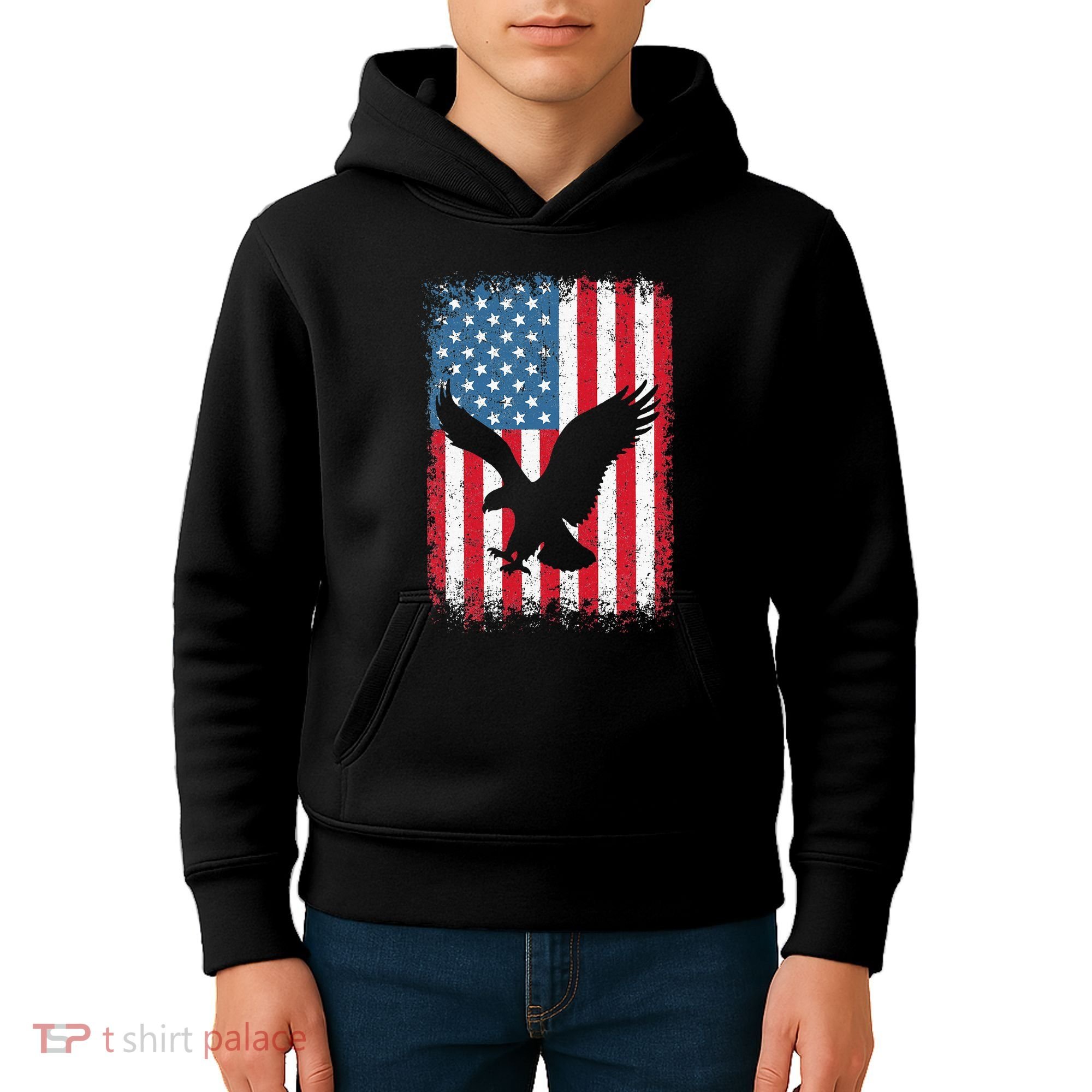 Patriotic Eagle Usa American Flag Kids Hoodie