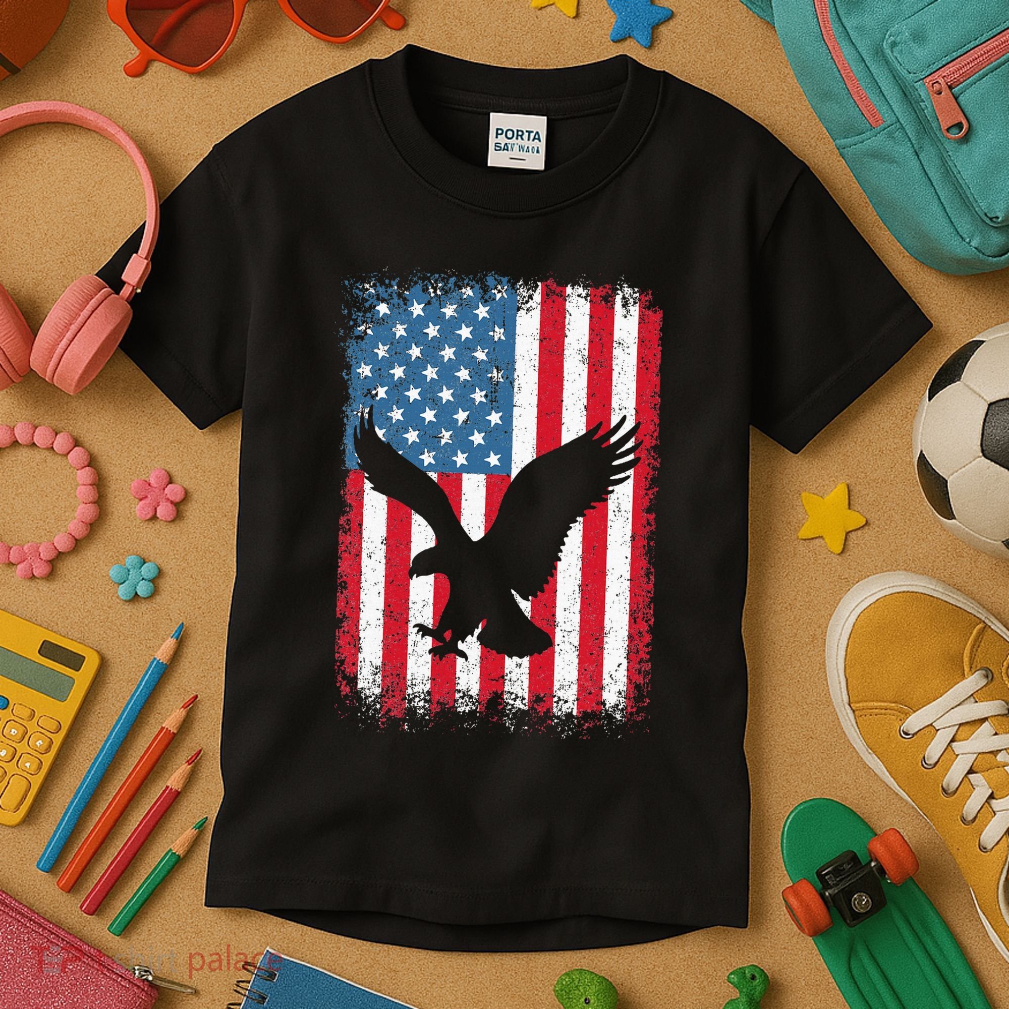 Patriotic Eagle Usa American Flag Kids T-Shirt
