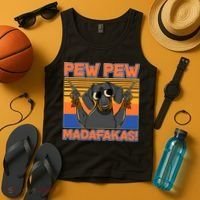 Pew Pew Madafakas Dachshund Dog Tank Top thumb 4
