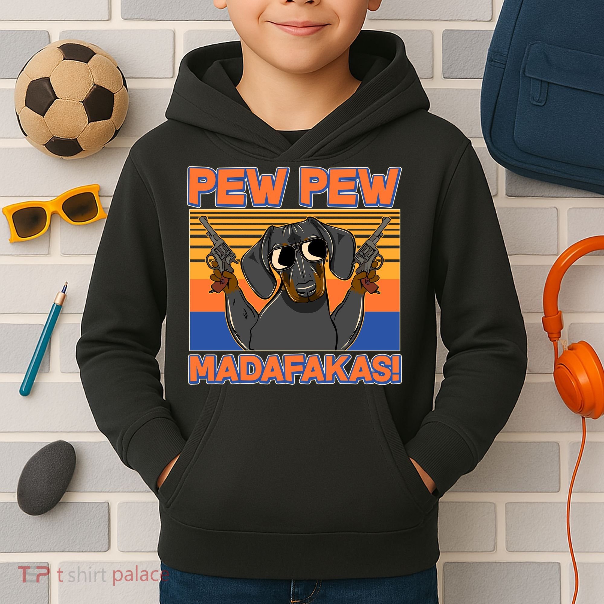 Pew Pew Madafakas Dachshund Dog Kids Hoodie