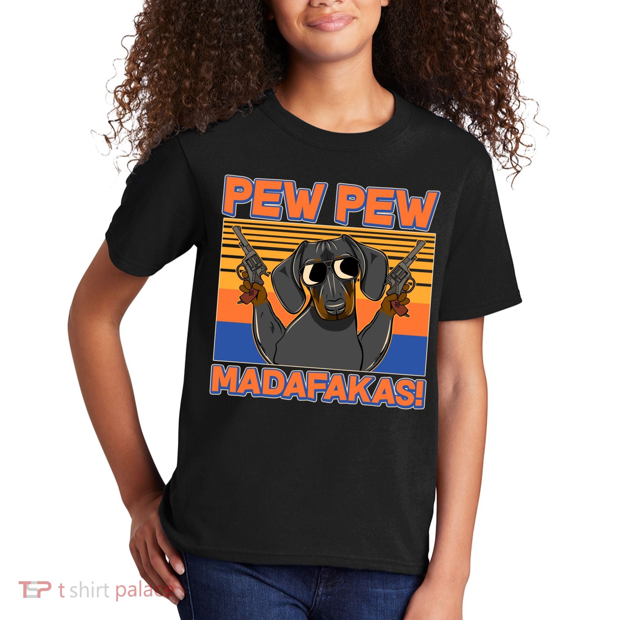 Pew Pew Madafakas Dachshund Dog Kids T-Shirt