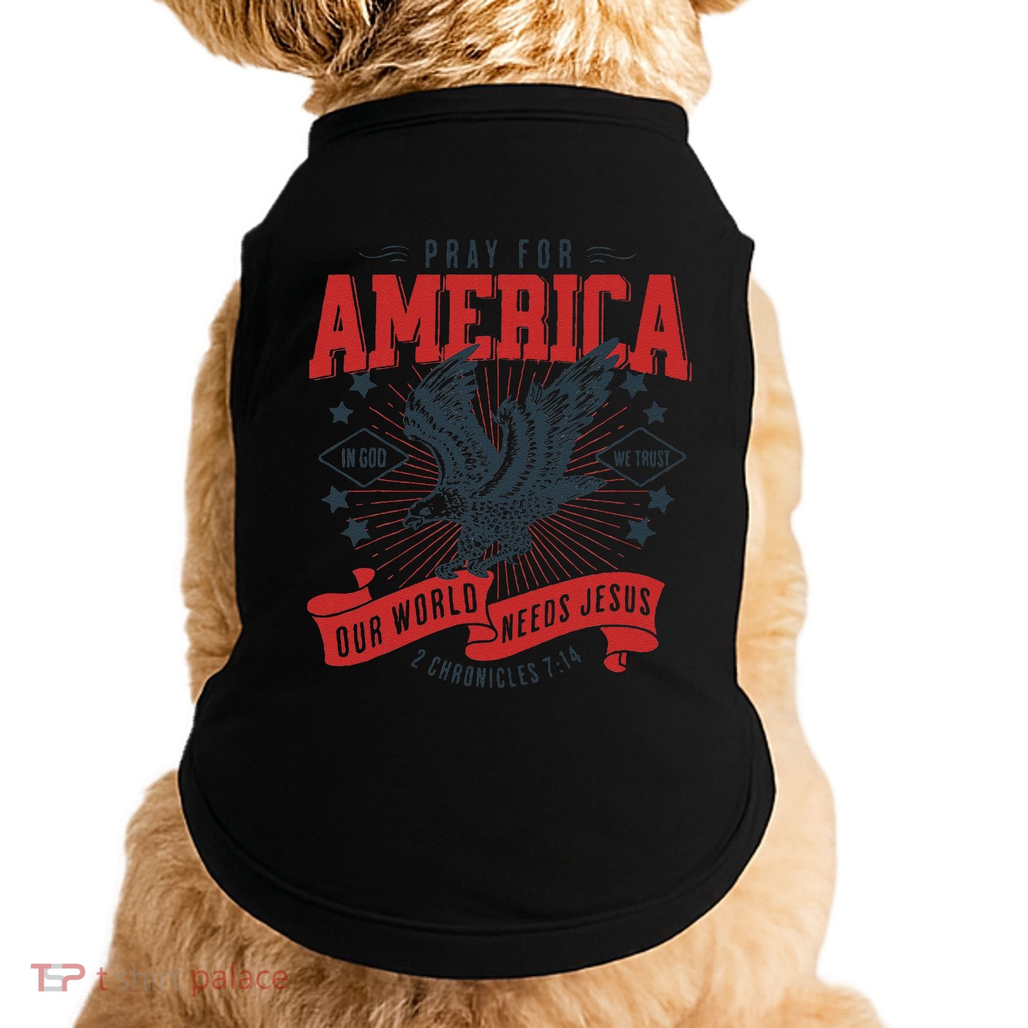 Pray For America In God We Trust Our World Needs Jesus Doggie Tank