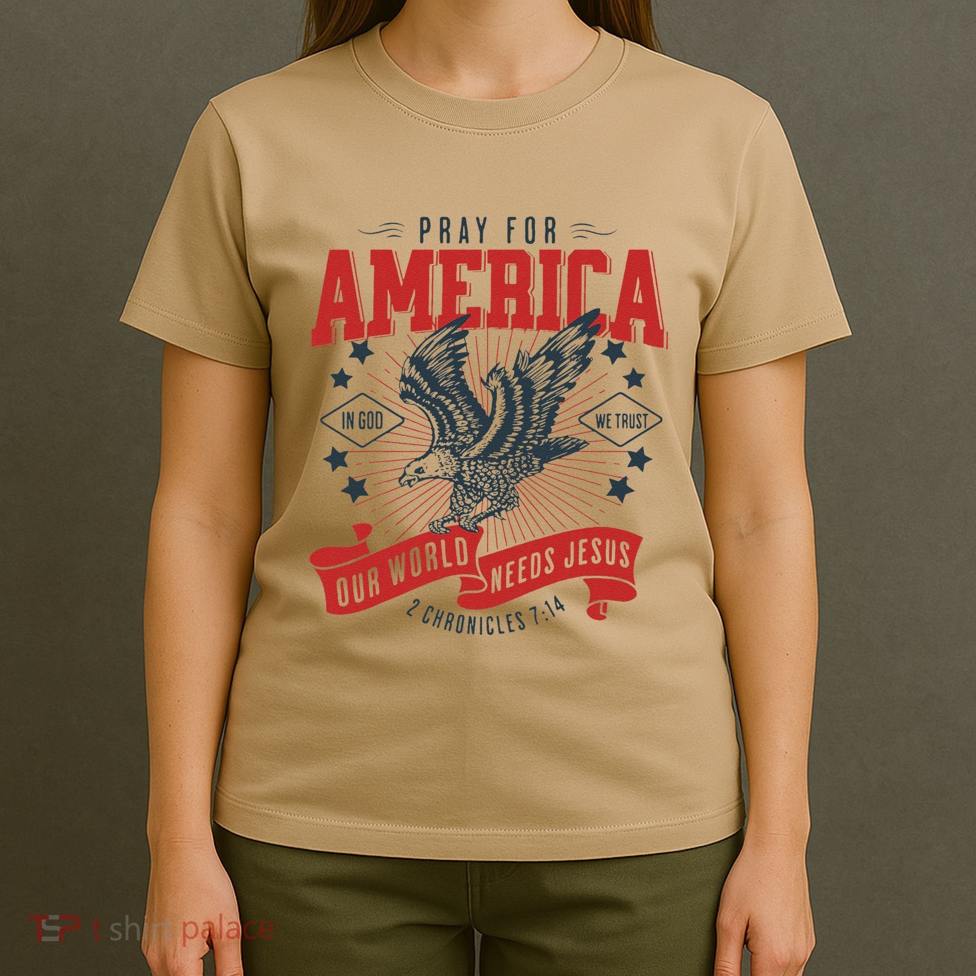 Pray For America In God We Trust Our World Needs Jesus T-Shirt