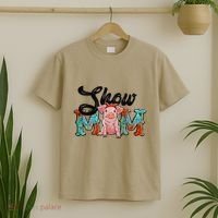 Pig Farm Animals Cow Tag Pig Western Mom Sunflower Show Mom T-Shirt thumb 2