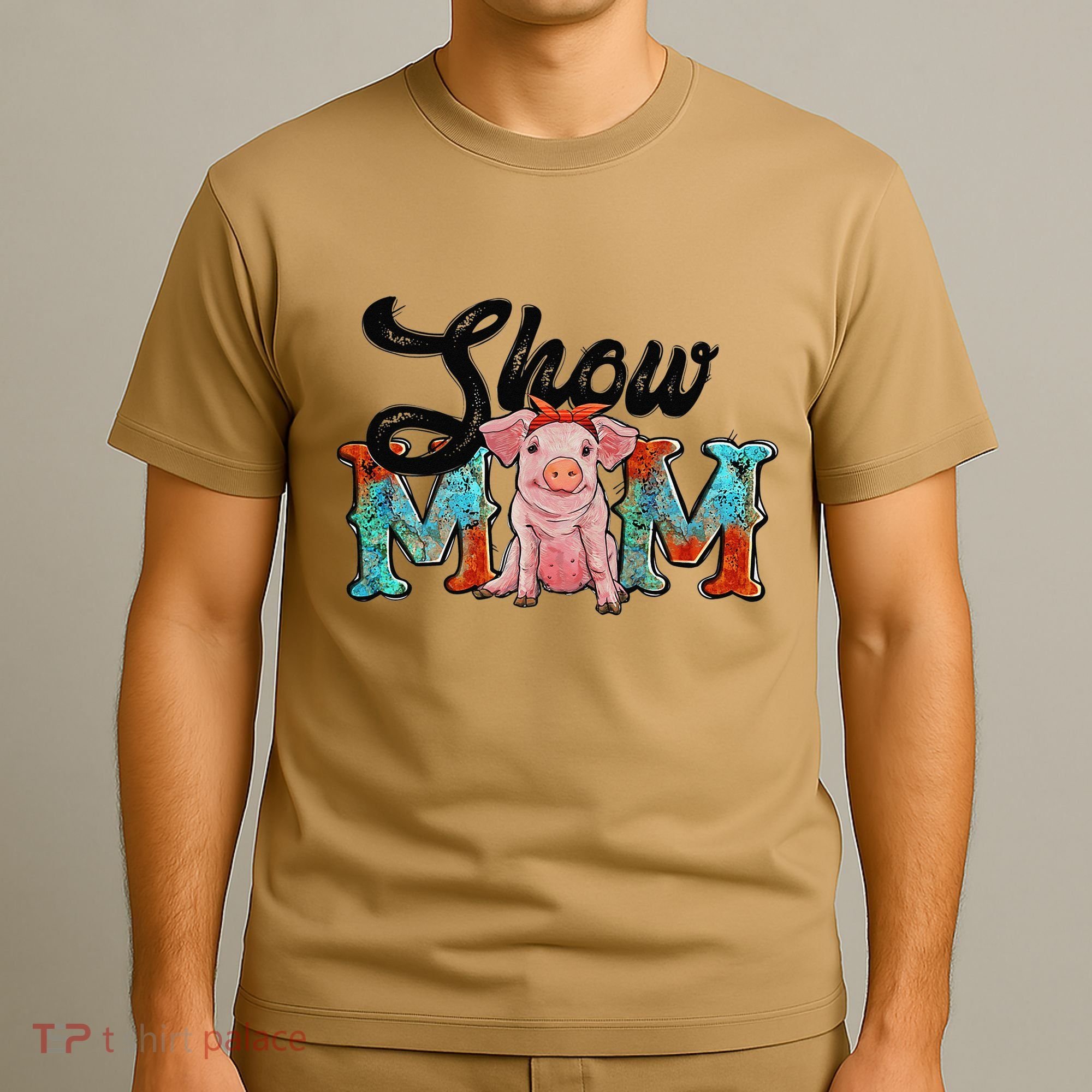 Pig Farm Animals Cow Tag Pig Western Mom Sunflower Show Mom T-Shirt