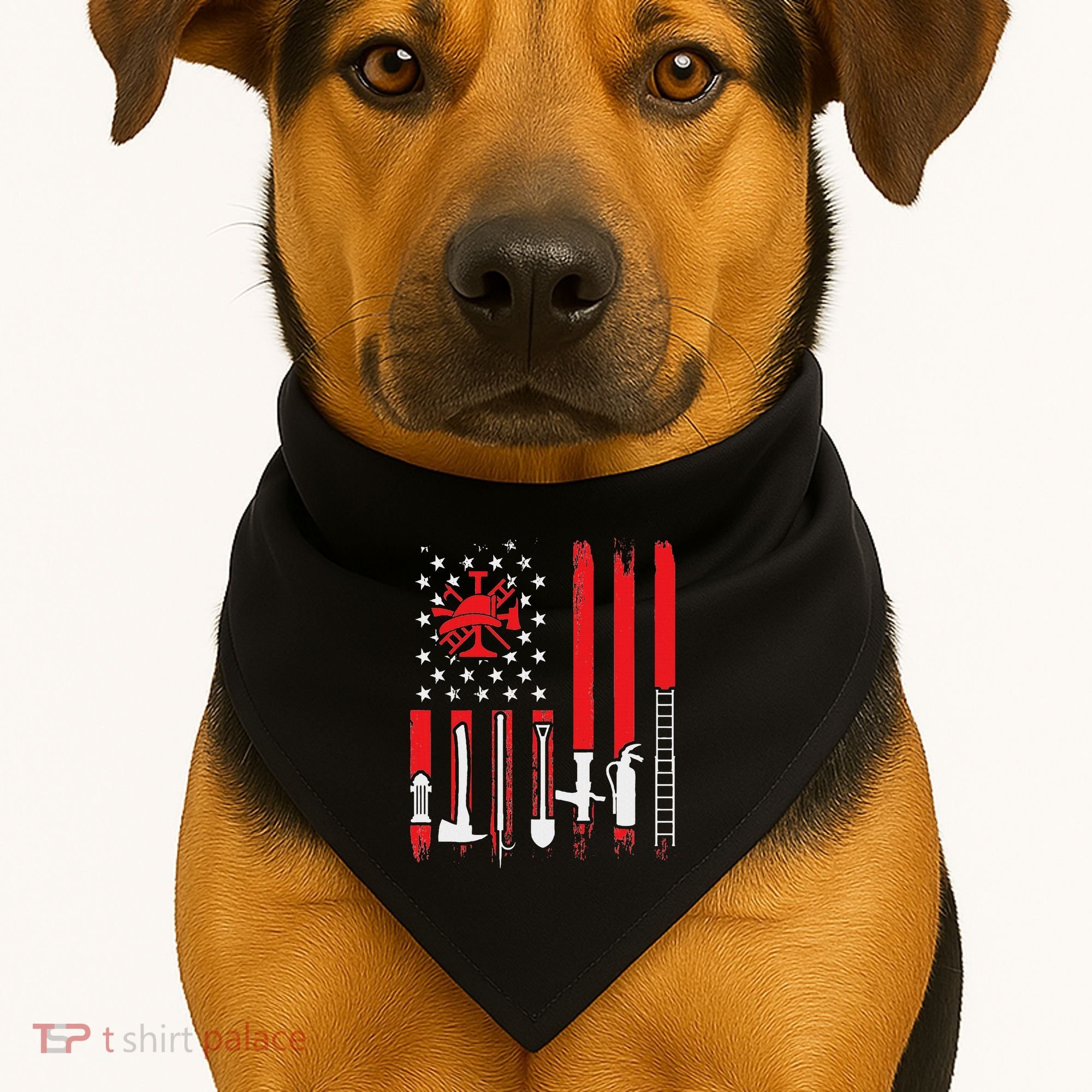 Patriotic Fireman American Flag Firefighter USA-Made Doggie Bandana