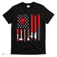 Patriotic Fireman American Flag Firefighter T-Shirt thumb 0