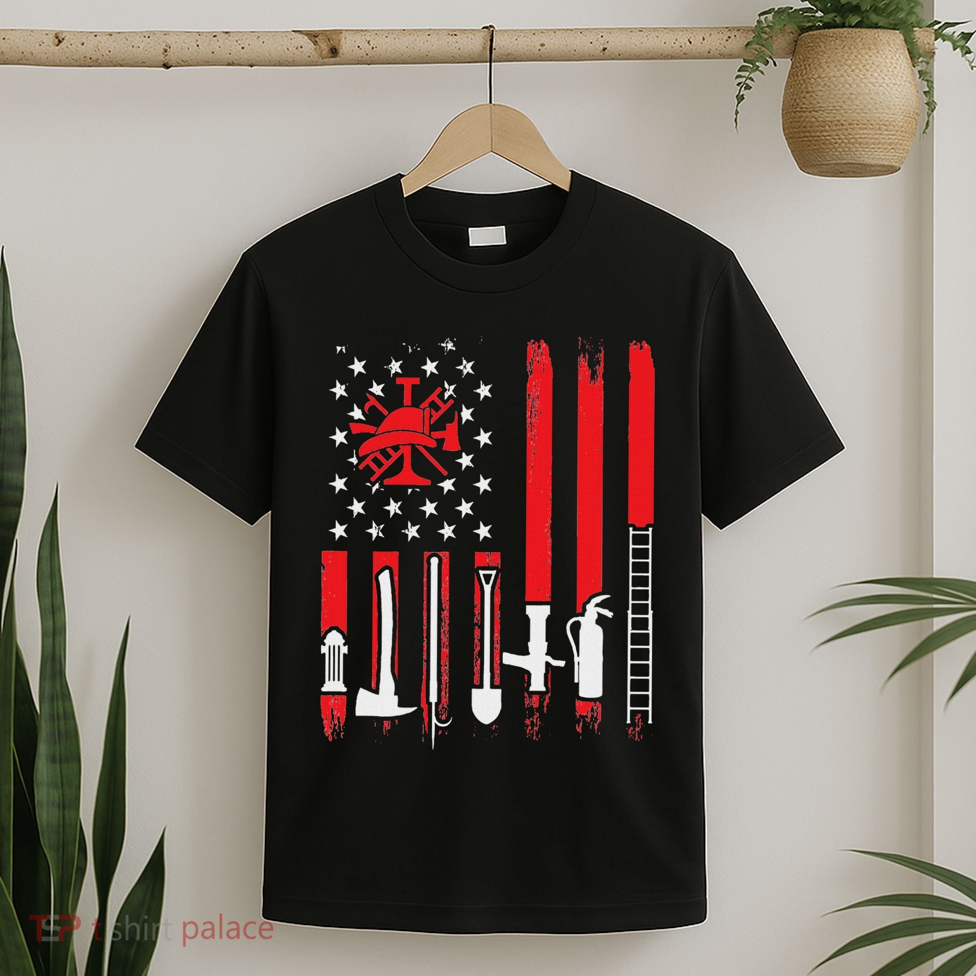 Patriotic Fireman American Flag Firefighter T-Shirt