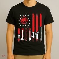 Patriotic Fireman American Flag Firefighter T-Shirt thumb 3