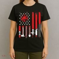 Patriotic Fireman American Flag Firefighter T-Shirt thumb 4