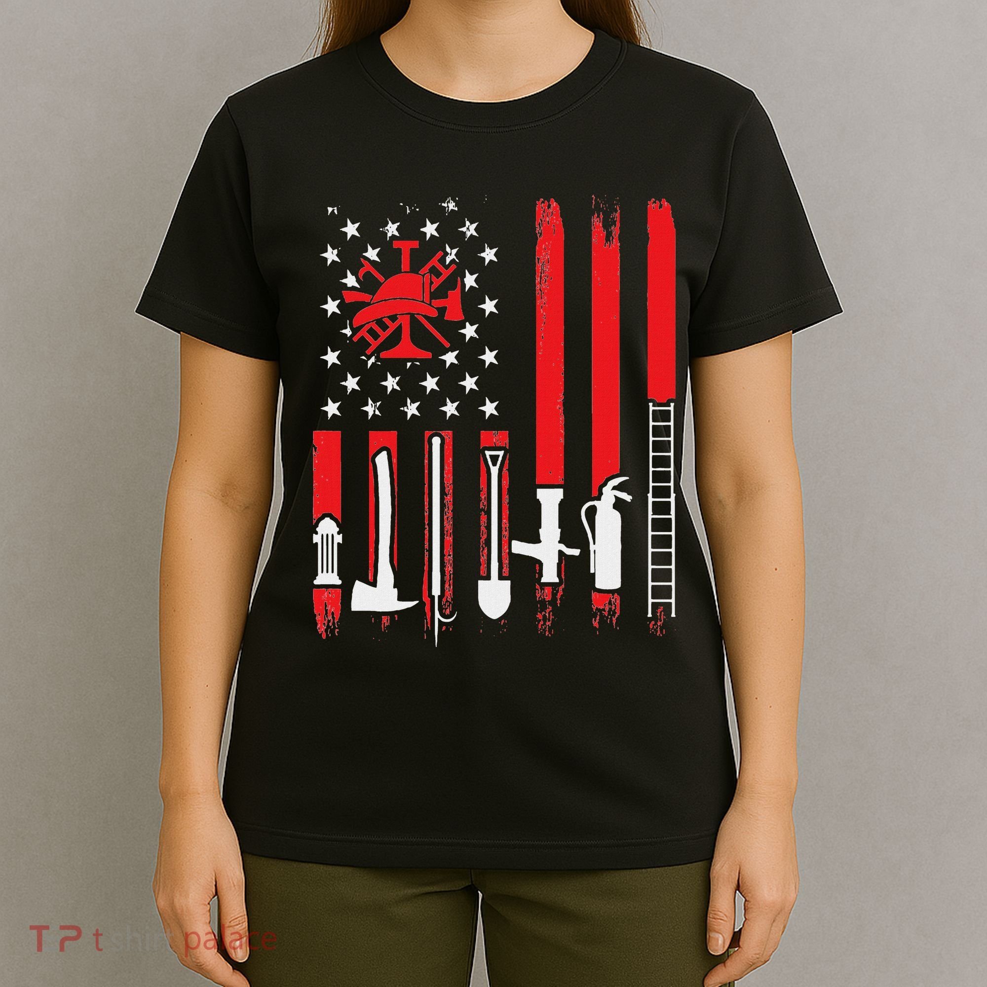 Patriotic Fireman American Flag Firefighter T-Shirt