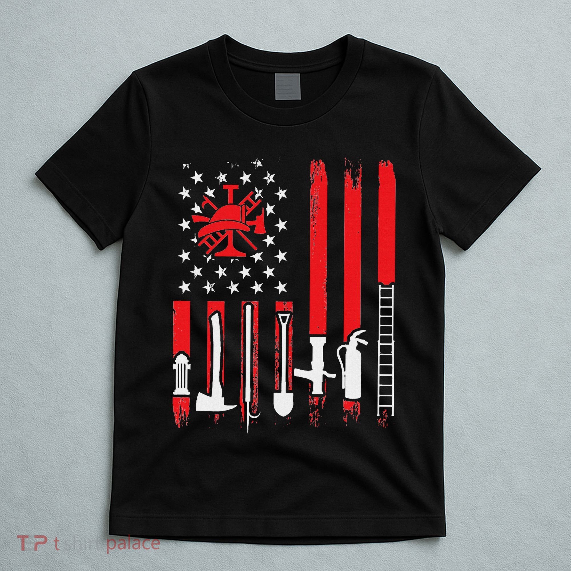 Patriotic Fireman American Flag Firefighter T-Shirt
