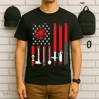Patriotic Fireman American Flag Firefighter T-Shirt thumb 6