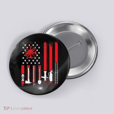Patriotic Fireman American Flag Firefighter Button