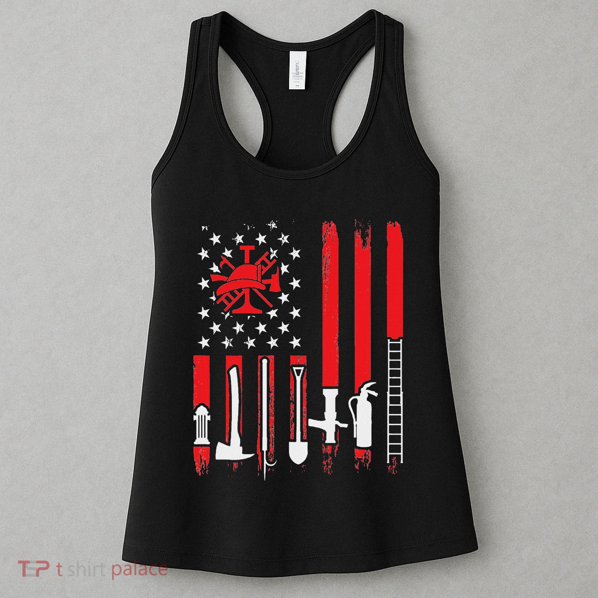 Patriotic Fireman American Flag Firefighter Women's Tank Top