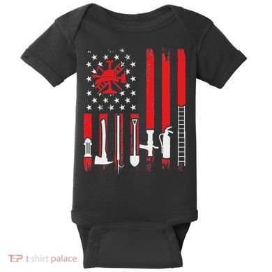 Patriotic Fireman American Flag Firefighter Baby Bodysuit