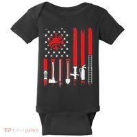 Patriotic Fireman American Flag Firefighter Baby Bodysuit thumb 0