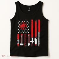 Patriotic Fireman American Flag Firefighter Tank Top thumb 2