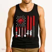 Patriotic Fireman American Flag Firefighter Tank Top thumb 3
