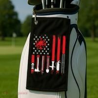 Patriotic Fireman American Flag Firefighter Golf Towel thumb 2