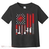 Patriotic Fireman American Flag Firefighter Toddler T-Shirt thumb 0