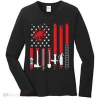 Patriotic Fireman American Flag Firefighter Women's Long Sleeve Shirt thumb 0
