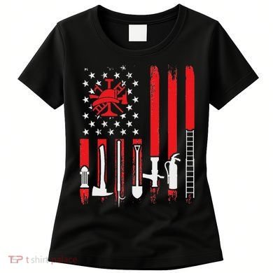 Patriotic Fireman American Flag Firefighter Women's T-Shirt